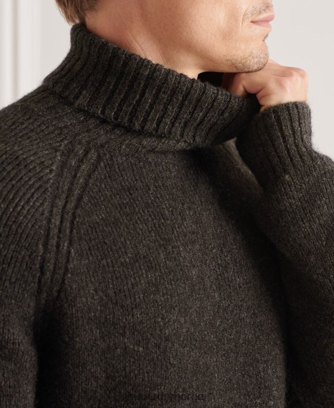Superdry mørk grå klær 86P46D5329 studios chunky genser med rullehals menn