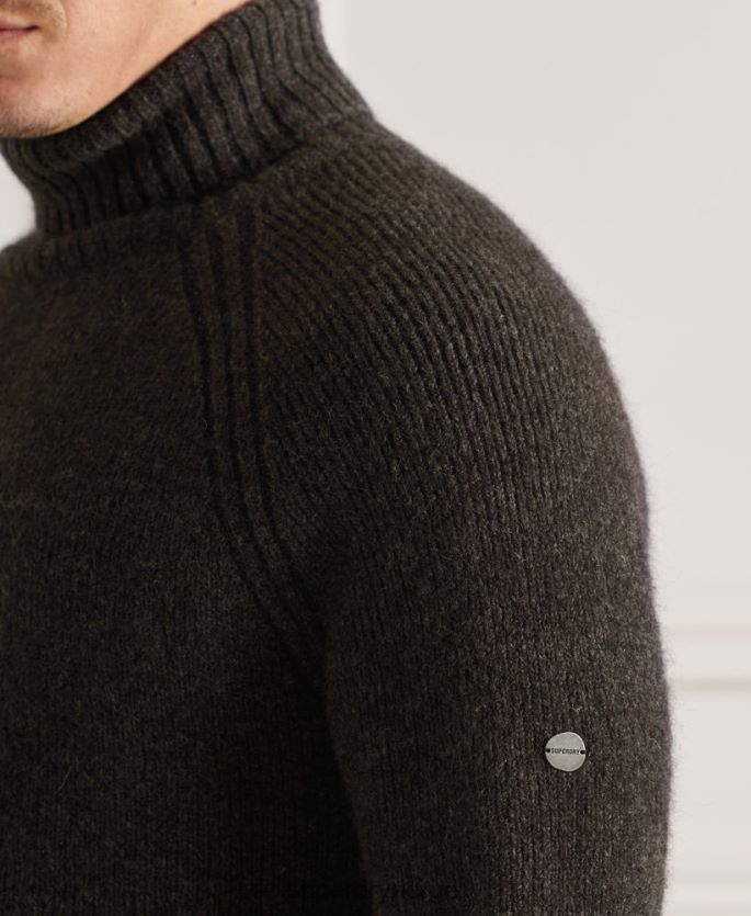 Superdry mørk grå klær 86P46D5329 studios chunky genser med rullehals menn