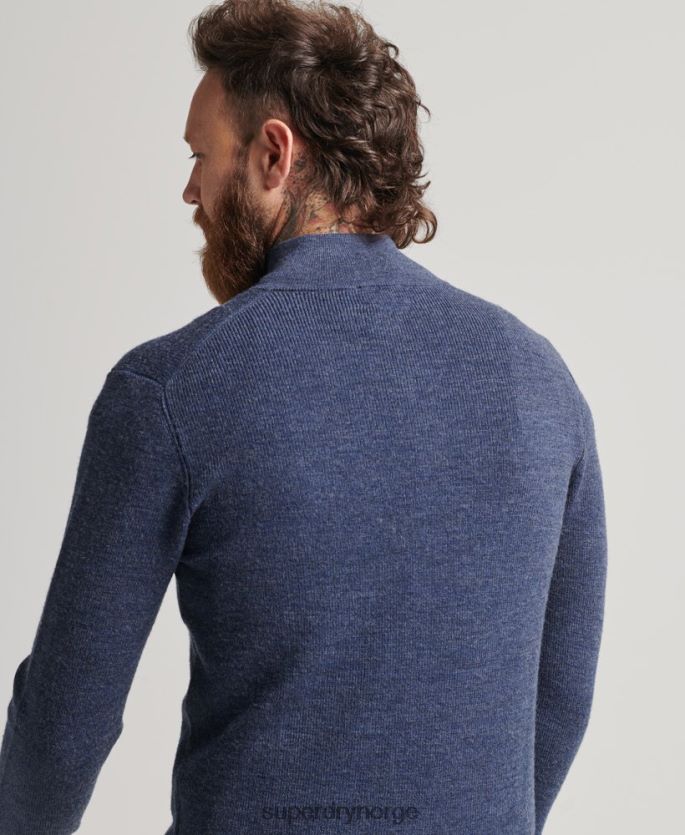 Superdry marinen klær 86P46D1241 merino genser med halv glidelås menn