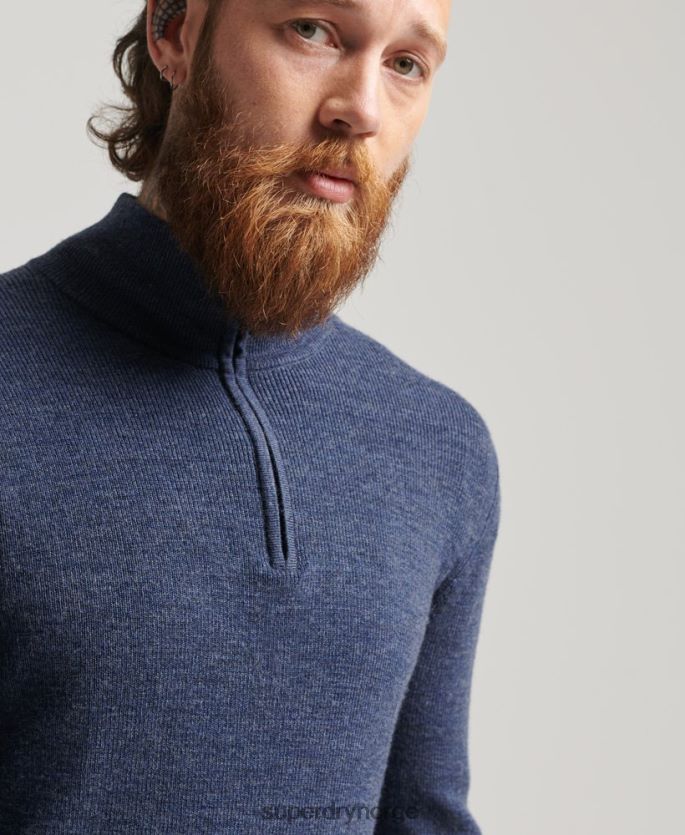 Superdry marinen klær 86P46D1241 merino genser med halv glidelås menn