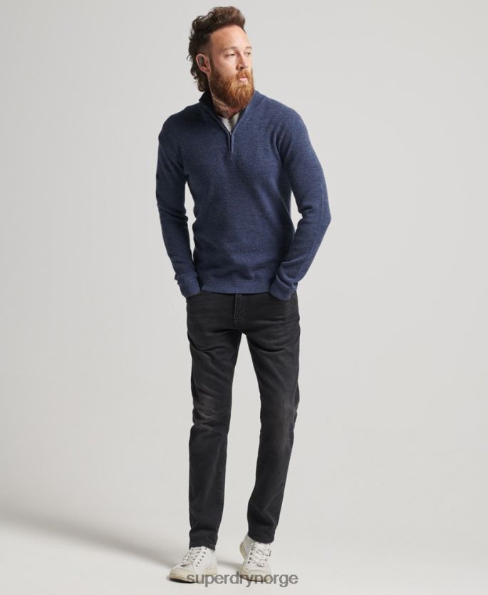 Superdry marinen klær 86P46D1241 merino genser med halv glidelås menn