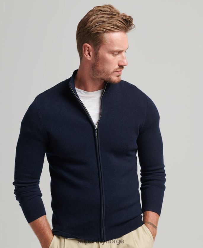 Superdry marinen klær 86P46D1317 Merino strikket cardigan med glidelås menn
