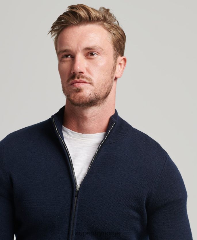 Superdry marinen klær 86P46D1317 Merino strikket cardigan med glidelås menn