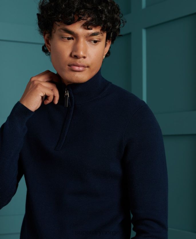 Superdry marinen klær 86P46D1345 oransje merket henley genser i bomull menn