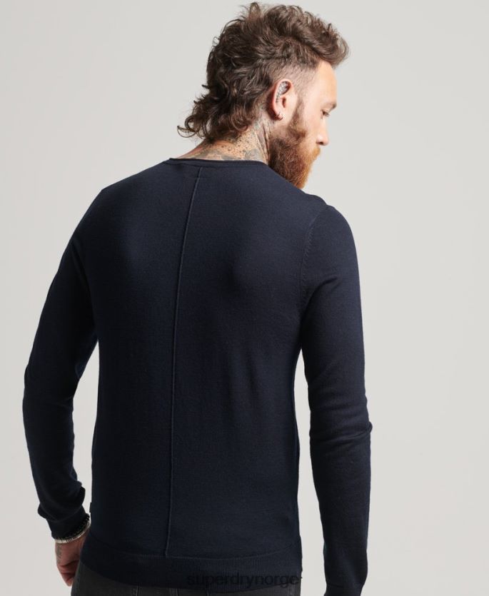 Superdry marinen klær 86P46D1522 merino henley strikket topp med rund hals menn