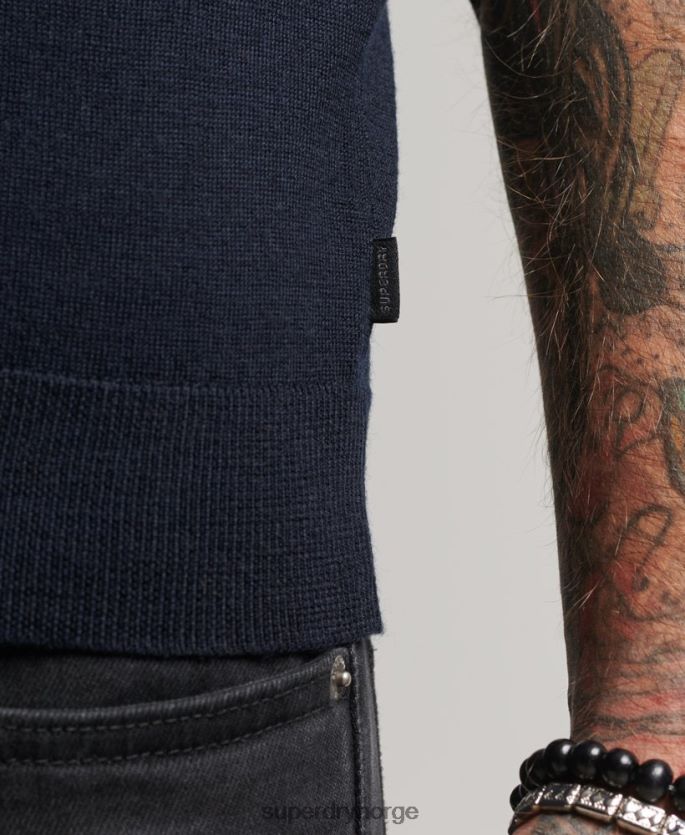 Superdry marinen klær 86P46D1522 merino henley strikket topp med rund hals menn