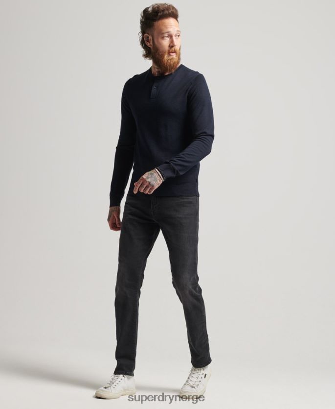 Superdry marinen klær 86P46D1522 merino henley strikket topp med rund hals menn
