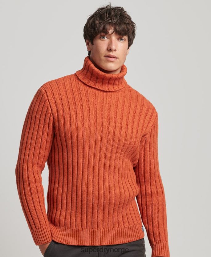 Superdry oransje klær 86P46D5239 genser med rullehals i merinoblanding menn