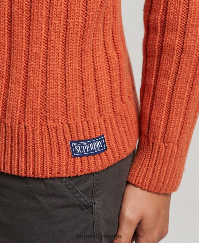 Superdry oransje klær 86P46D5239 genser med rullehals i merinoblanding menn