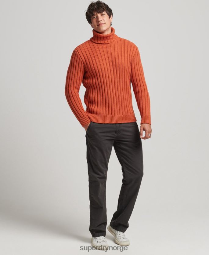 Superdry oransje klær 86P46D5239 genser med rullehals i merinoblanding menn