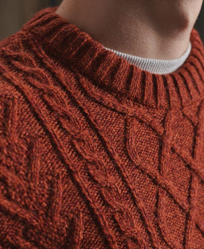 Superdry oransje klær 86P46D5348 jacob kabel genser menn