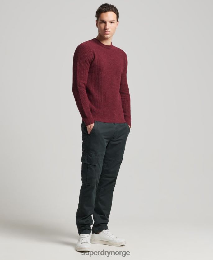Superdry rød klær 86P46D1251 vintage teksturert crew strikket genser menn