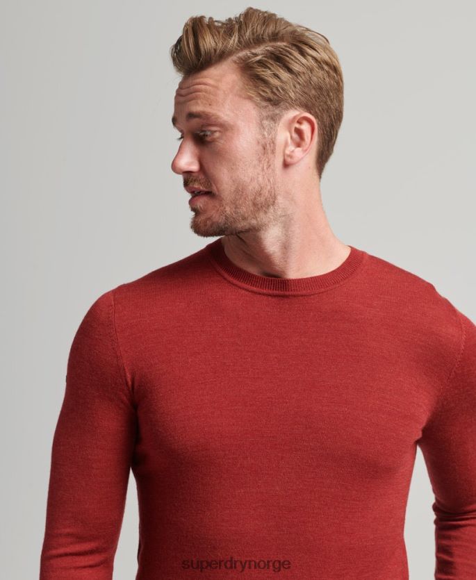 Superdry rød klær 86P46D1290 merino genser med rund hals menn