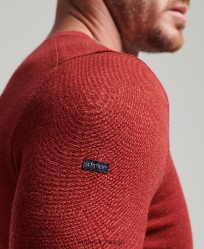 Superdry rød klær 86P46D1290 merino genser med rund hals menn