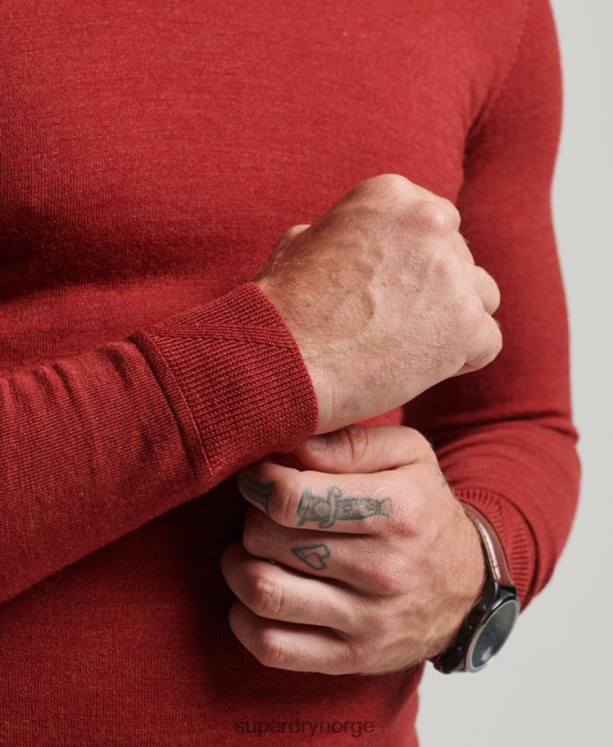 Superdry rød klær 86P46D1290 merino genser med rund hals menn