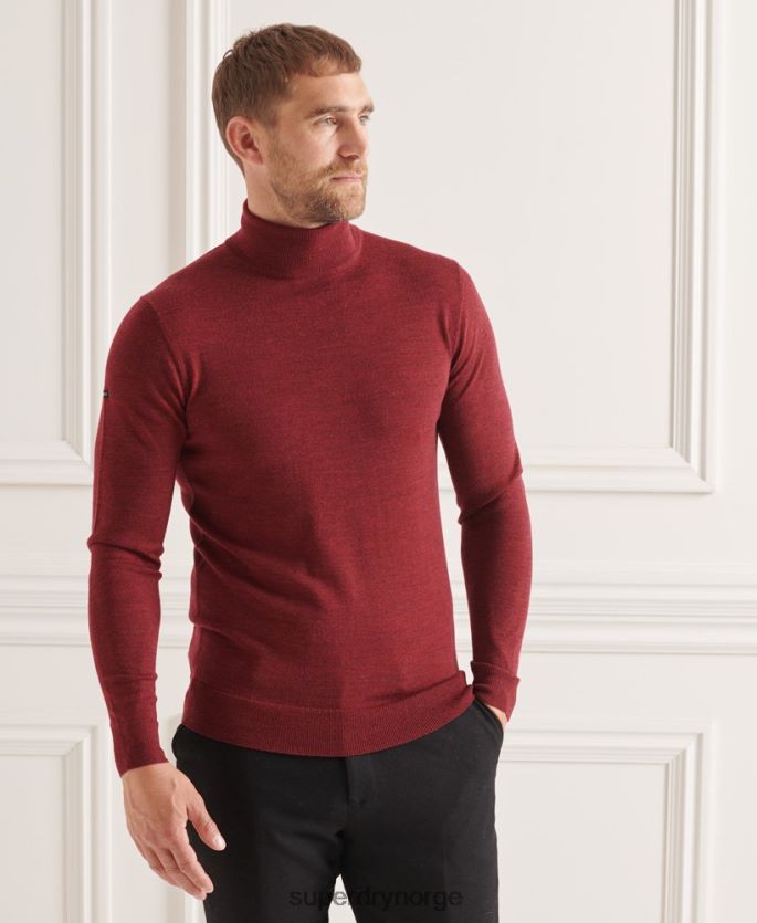 Superdry rød klær 86P46D1325 studios merino genser med rullehals menn