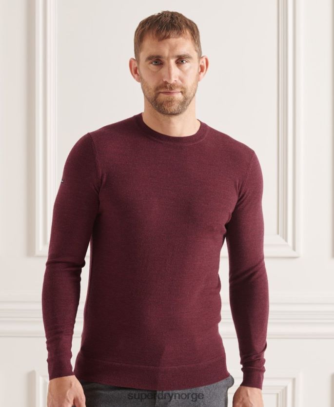 Superdry rød klær 86P46D1331 studios merino crew jumper menn