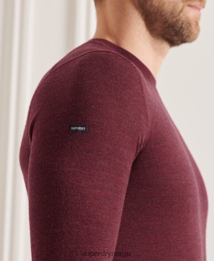Superdry rød klær 86P46D1331 studios merino crew jumper menn