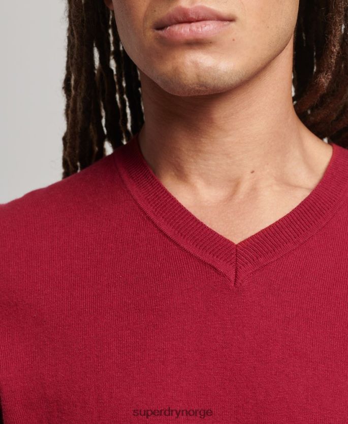 Superdry rød klær 86P46D5251 vintage genser av kashmirblanding i økologisk bomull menn