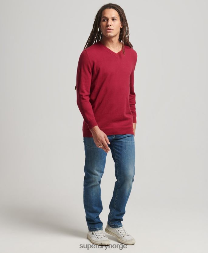 Superdry rød klær 86P46D5251 vintage genser av kashmirblanding i økologisk bomull menn
