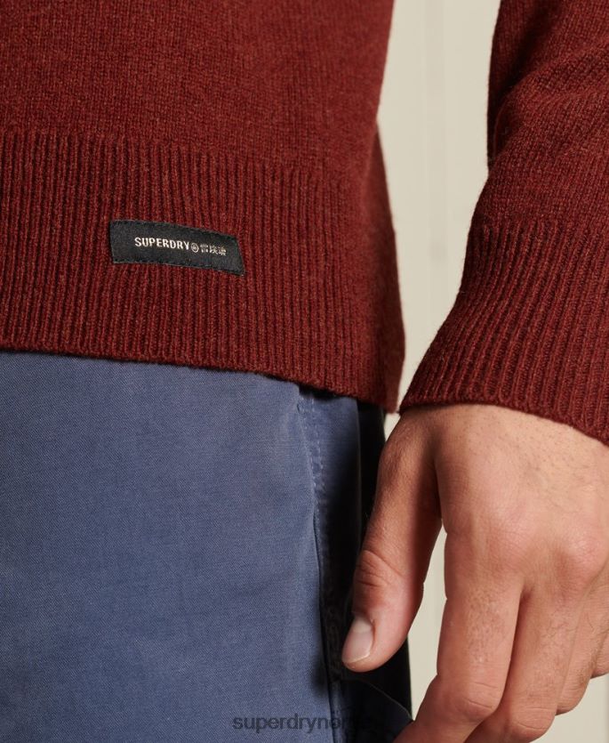 Superdry rød klær 86P46D5282 lettvekts genser i lammeull menn