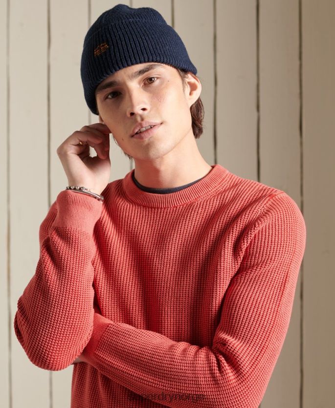 Superdry rød klær 86P46D5300 akademifarget teksturert genser menn