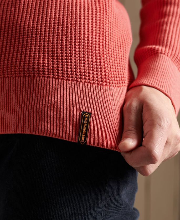Superdry rød klær 86P46D5300 akademifarget teksturert genser menn