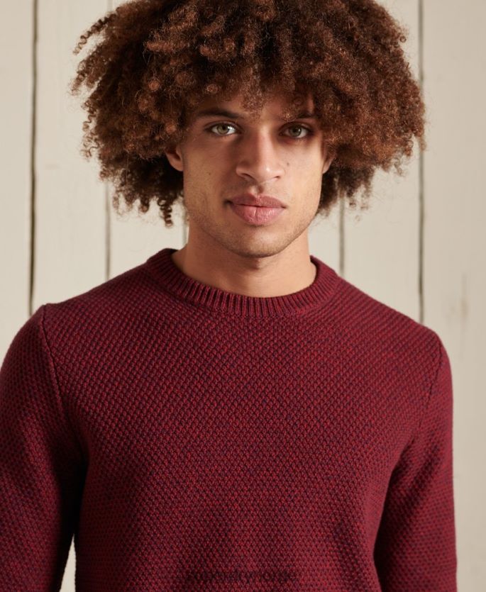 Superdry rød klær 86P46D5343 teksturert twist crew-genser menn