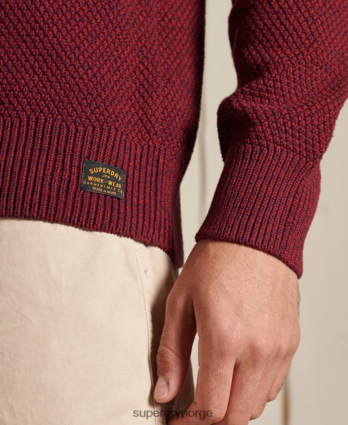 Superdry rød klær 86P46D5343 teksturert twist crew-genser menn