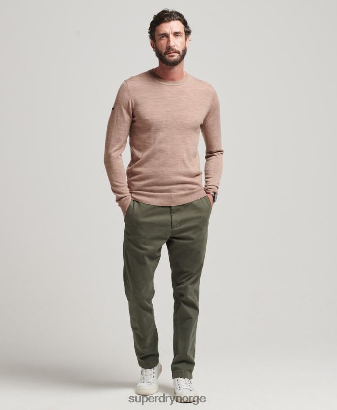 Superdry svart klær 86P46D1254 merino genser med rund hals menn