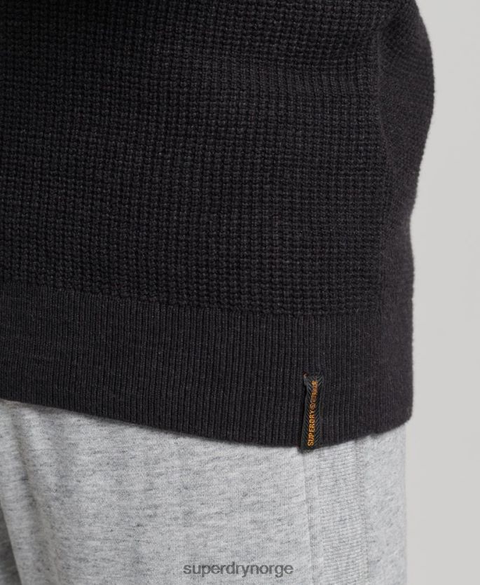 Superdry svart klær 86P46D1264 vintage teksturert crew strikket genser menn