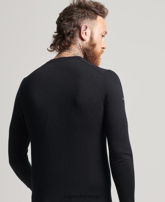 Superdry svart klær 86P46D1286 studios merino crew jumper menn