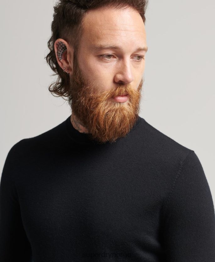 Superdry svart klær 86P46D1286 studios merino crew jumper menn