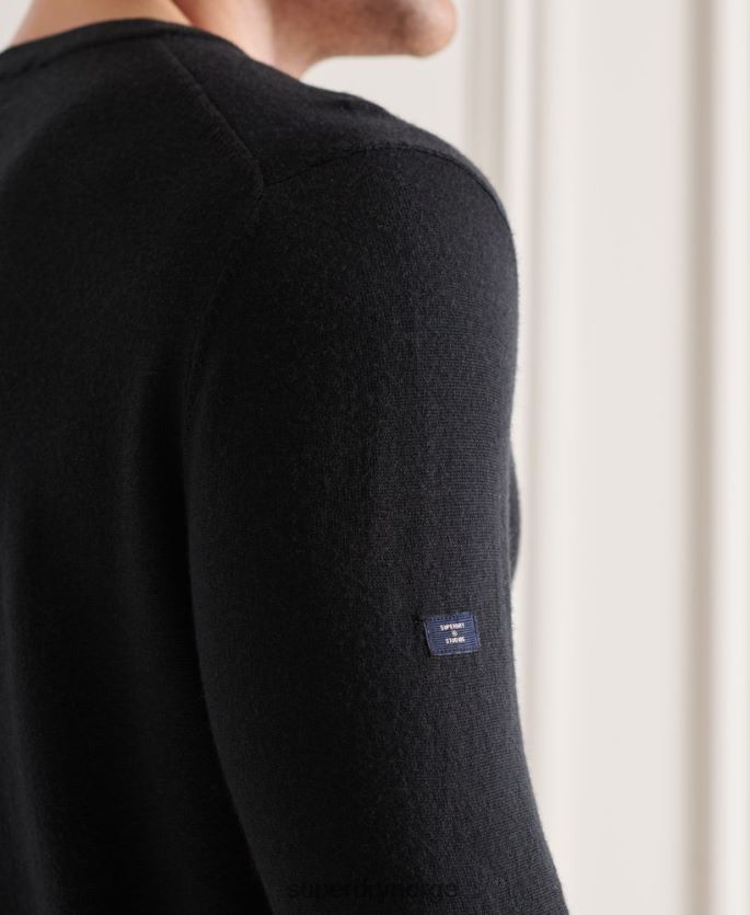 Superdry svart klær 86P46D1330 merino genser med v-hals menn