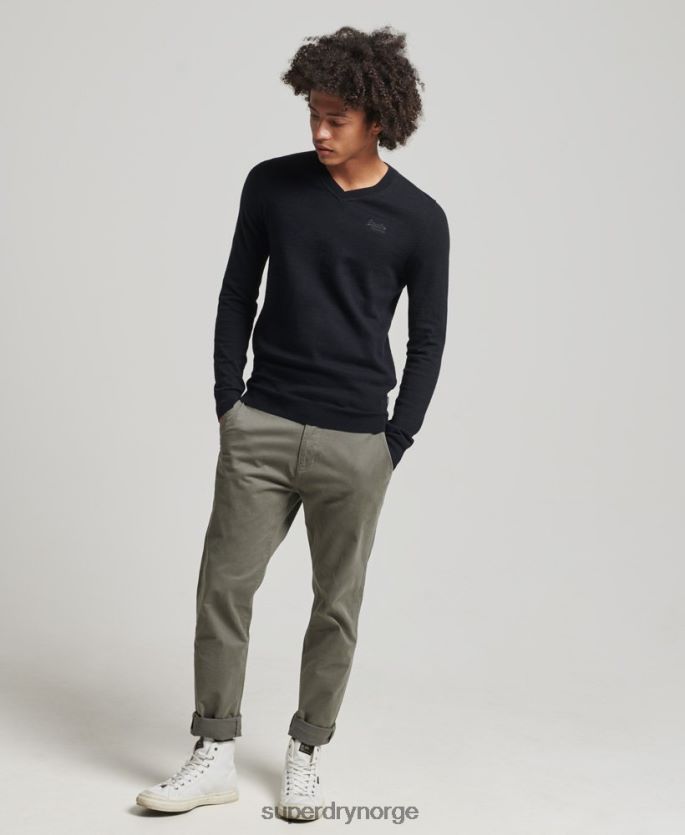 Superdry svart klær 86P46D1353 oransje genser med v-hals menn
