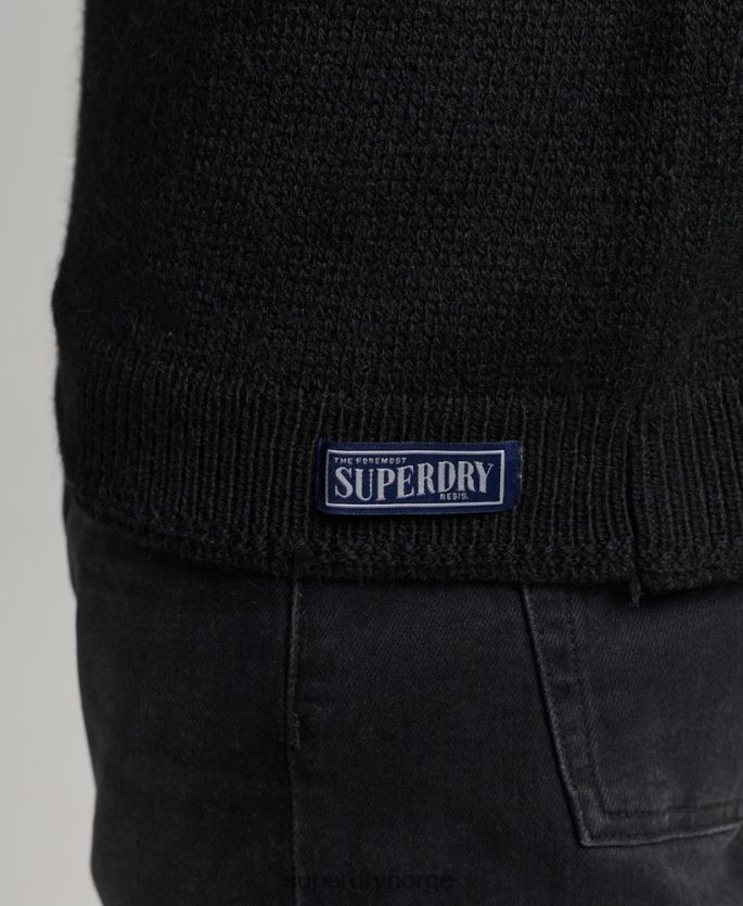 Superdry svart klær 86P46D5246 fairisle crew strikket genser menn