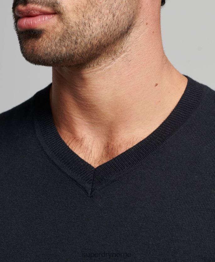 Superdry svart klær 86P46D5275 vintage genser av kashmirblanding i økologisk bomull menn