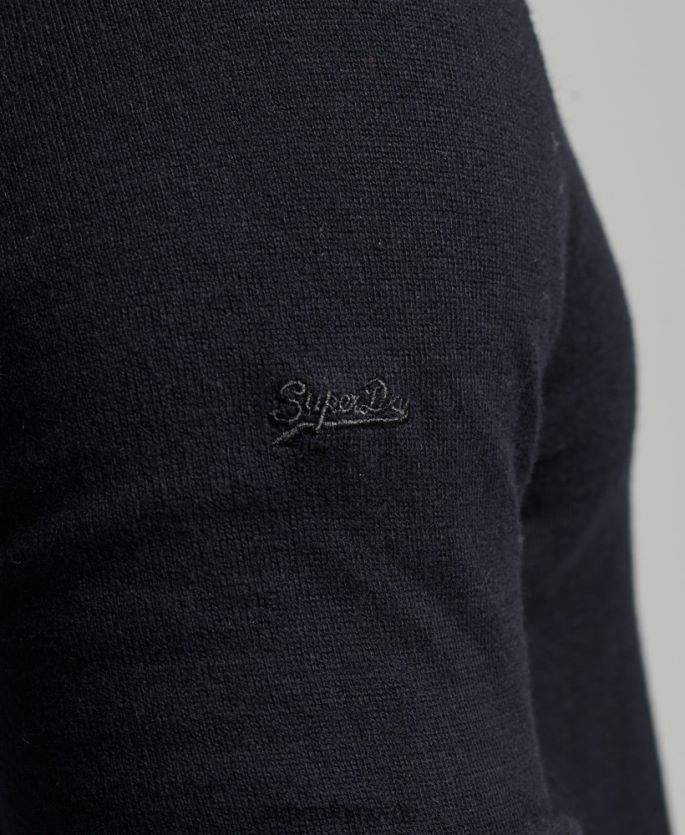 Superdry svart klær 86P46D5275 vintage genser av kashmirblanding i økologisk bomull menn