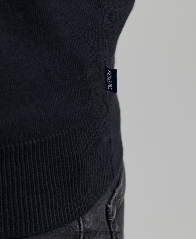 Superdry svart klær 86P46D5275 vintage genser av kashmirblanding i økologisk bomull menn