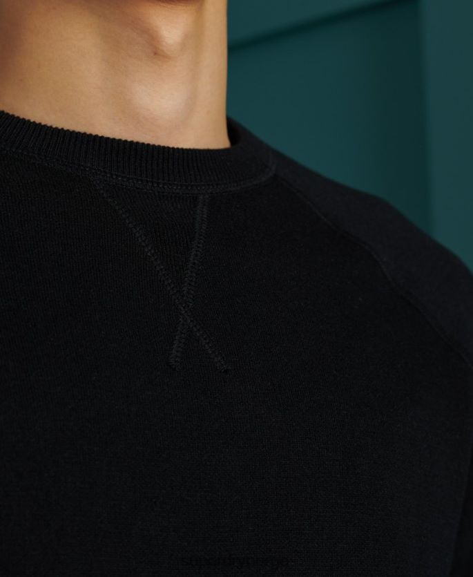 Superdry svart klær 86P46D5291 essensiell genser i bomull menn