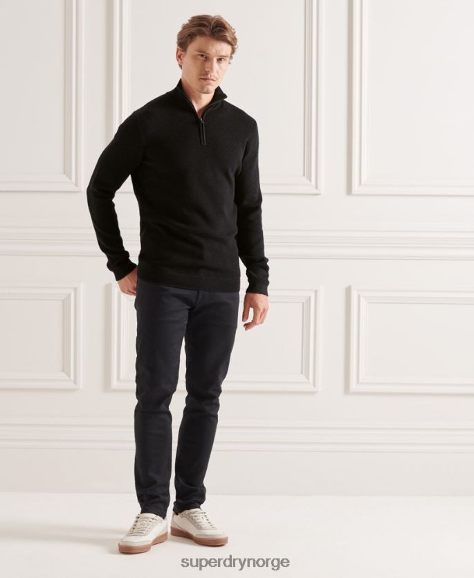 Superdry svart klær 86P46D5294 studios merino henley genser menn