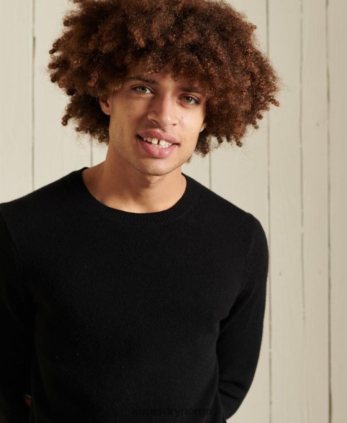 Superdry svart klær 86P46D5318 lettvekts genser i lammeull menn