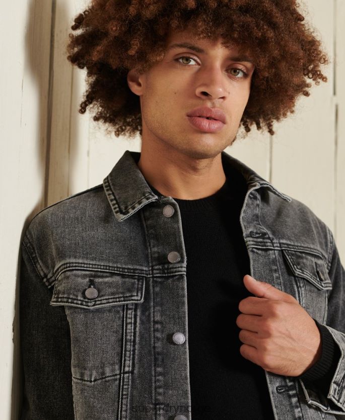 Superdry svart klær 86P46D5318 lettvekts genser i lammeull menn