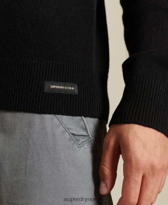 Superdry svart klær 86P46D5318 lettvekts genser i lammeull menn