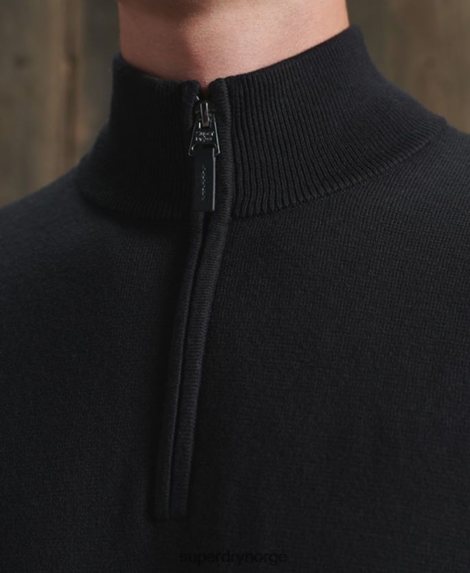 Superdry svart klær 86P46D5331 oransje merket henley genser i bomull menn