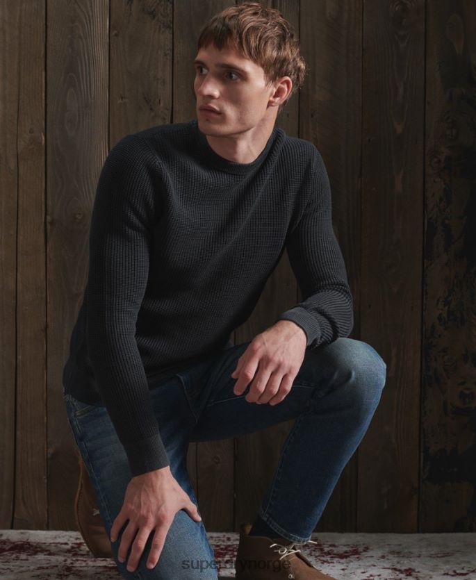 Superdry svart klær 86P46D5336 akademi farget tekstur crew jumper menn