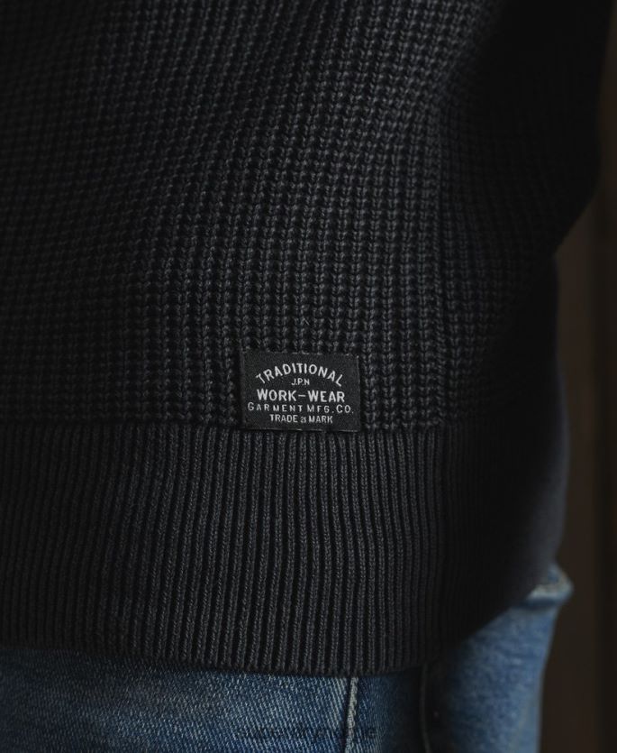 Superdry svart klær 86P46D5336 akademi farget tekstur crew jumper menn