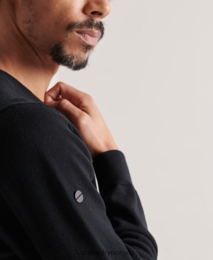 Superdry svart klær 86P46D5338 strikket genser i bomull menn