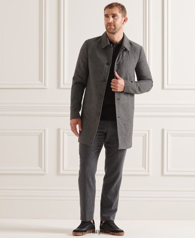 Superdry grå klær 86P46D4624 studios lett bilfrakk i ull menn