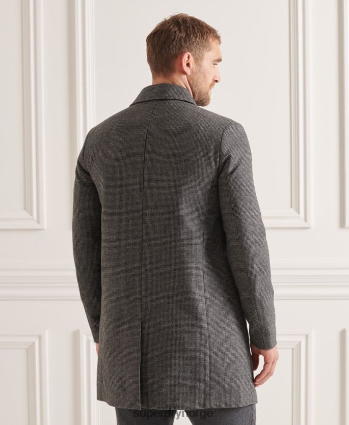 Superdry grå klær 86P46D4624 studios lett bilfrakk i ull menn